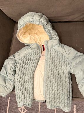 Moncler Kids Pale Blue Quilted Hooded Puffer Jacket